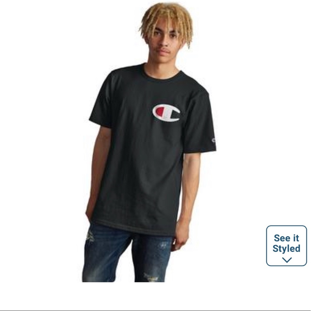 Champion Classic Satin Patch T-Shirt Black Small